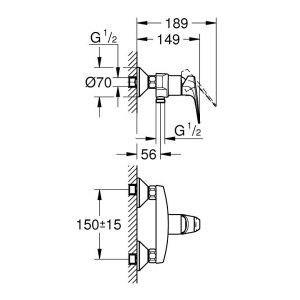 BauFlow Single-lever shower mixer wall mounted