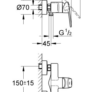 Europlus Single-lever shower mixer wall mounted