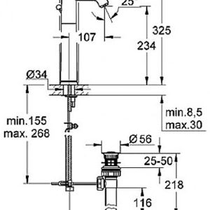 GROHE BauClassic Single-lever basin mixer for free standing basins