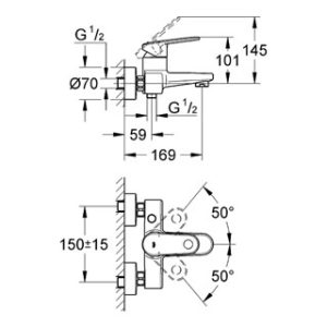 Europlus Single-lever bath/shower mixer wall mounted