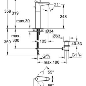 Eurodisc Cosmopolitan Single-lever basin mixer XL-Size
