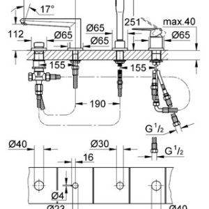 Eurodisc Cosmopolitan 4-hole single lever bath combination