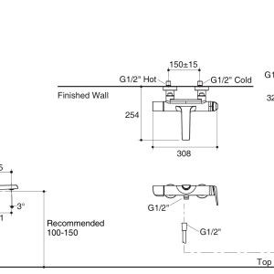 Avid wall mount bath shower faucet