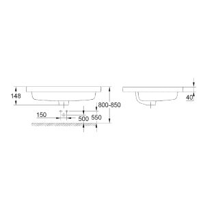 Eurocube Semi Recessed Basin