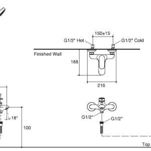 Kumin wall mount bath shower faucet