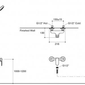 Kumin wall mount shower faucet