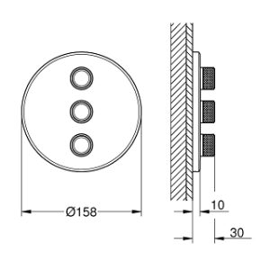 Triple volume control trim round