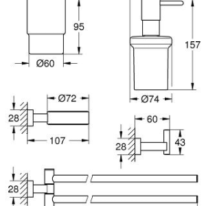 ESSENTIALS CUBE 4-IN-1 BATHROOM ACCESSORIES SET