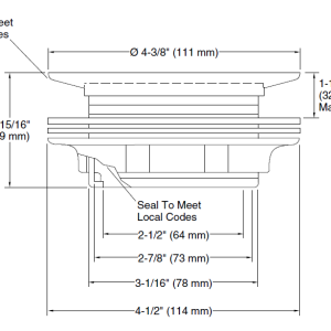 Round shower drain for use with plastic pipe, gasket included