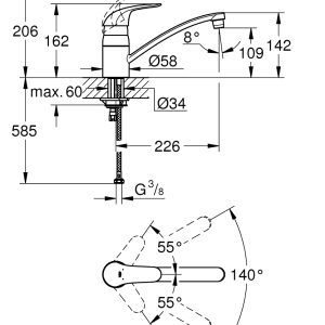EUROECO SINGLE-LEVER SINK MIXER 1/2″