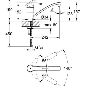 EUROSTYLE SINGLE-LEVER SINK MIXER 1/2″