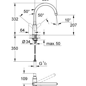 GROHE BAUCURVE SINGLE-LEVER SINK MIXER 1/2″